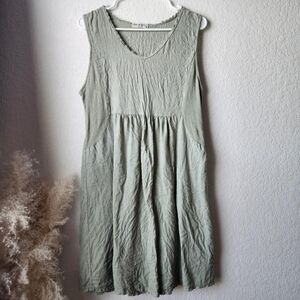 Sleeveless Sage Linen Dress